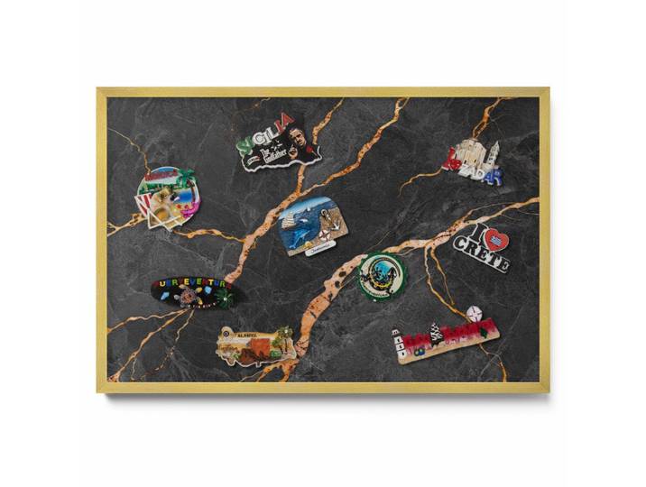 MAGNETTAFEL 60x40 cm goldener Rahmen – Holzkonstruktion mit Harz
