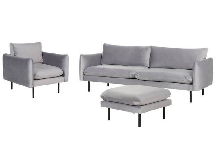 Ensemble de salon ottoman en velours gris VINTERBRO