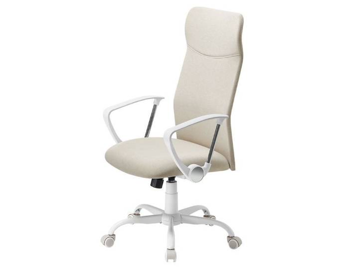 Fauteuil de Bureau Ergonomique Pivotant Assise Rembourrée Réglable en Hauteur et Inclinable Beige