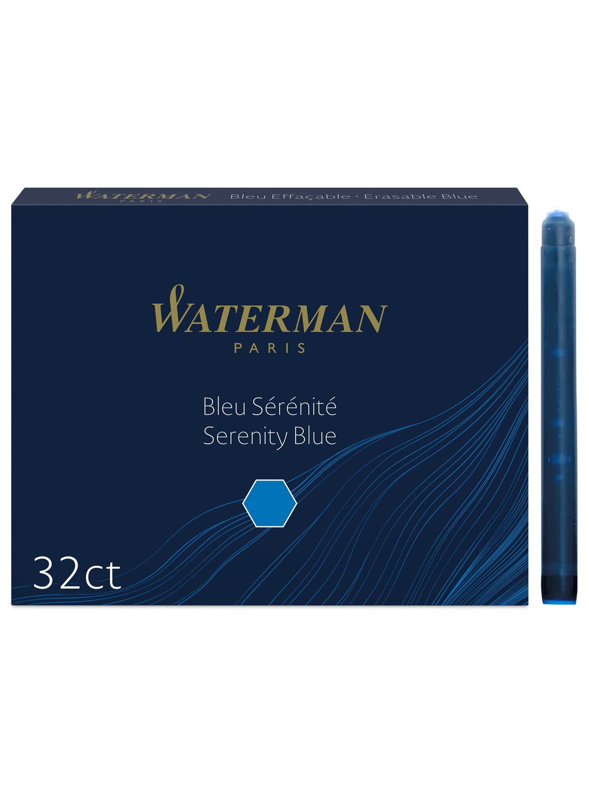 Waterman Füller-Tintenpatronen | Extra lang | Serenity Blue | 32 Stück