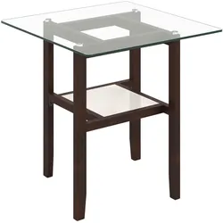 Helloshop26 - Quadratischer Beistelltisch 61 x 61 x 62 cm praktisches 2-stufiges Design moderner Stil braunes Sicherheitsglas 20_0014061