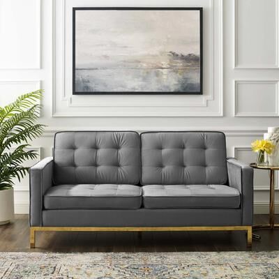 Modway Gold Stainless Steel Leg Performance Velvet Loveseat