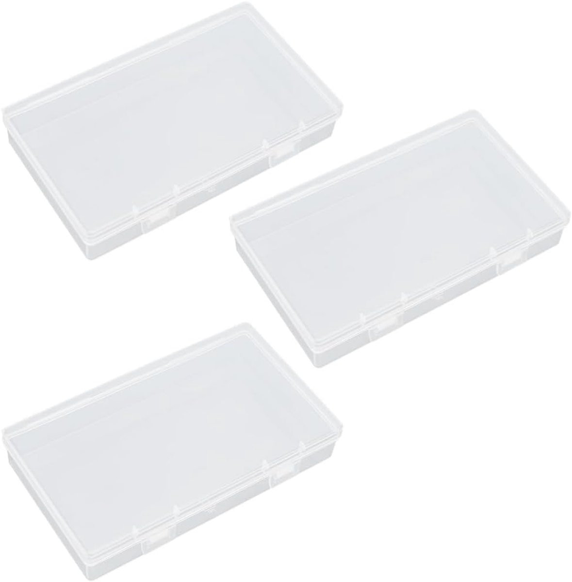 BEAMARKER Opbergdozen met scharnierend deksel, stapelbare plastic containers voor sieraden en kleine artikelen