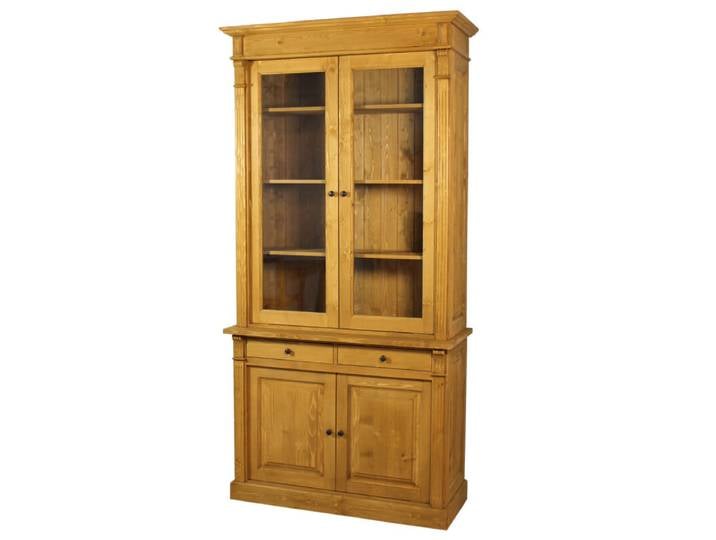 Massivholz Vitrine im Landhausstil hellbraun gewachst