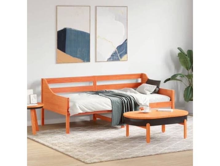 YNGBHFNOP Massives Kiefernholz Tagesbett Schlafsofa 90x190 cm Braun Tagesbett ohne Matratze Wachsbraun 90x190 cm Massivholz Kiefer Schlafsofa Gästebett mit Schutzgitter