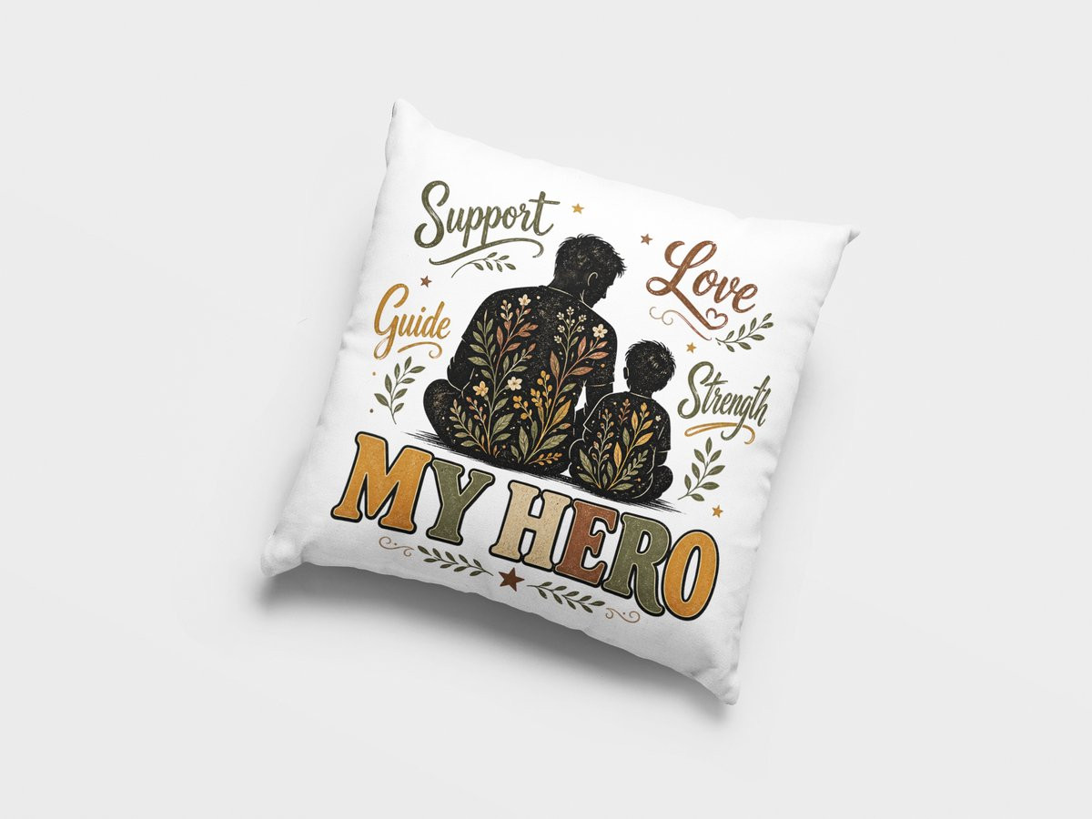 Mijn Held Vader Zoon Sierkussen met Bloemenmotief - Cadeau voor Vader en Zoon