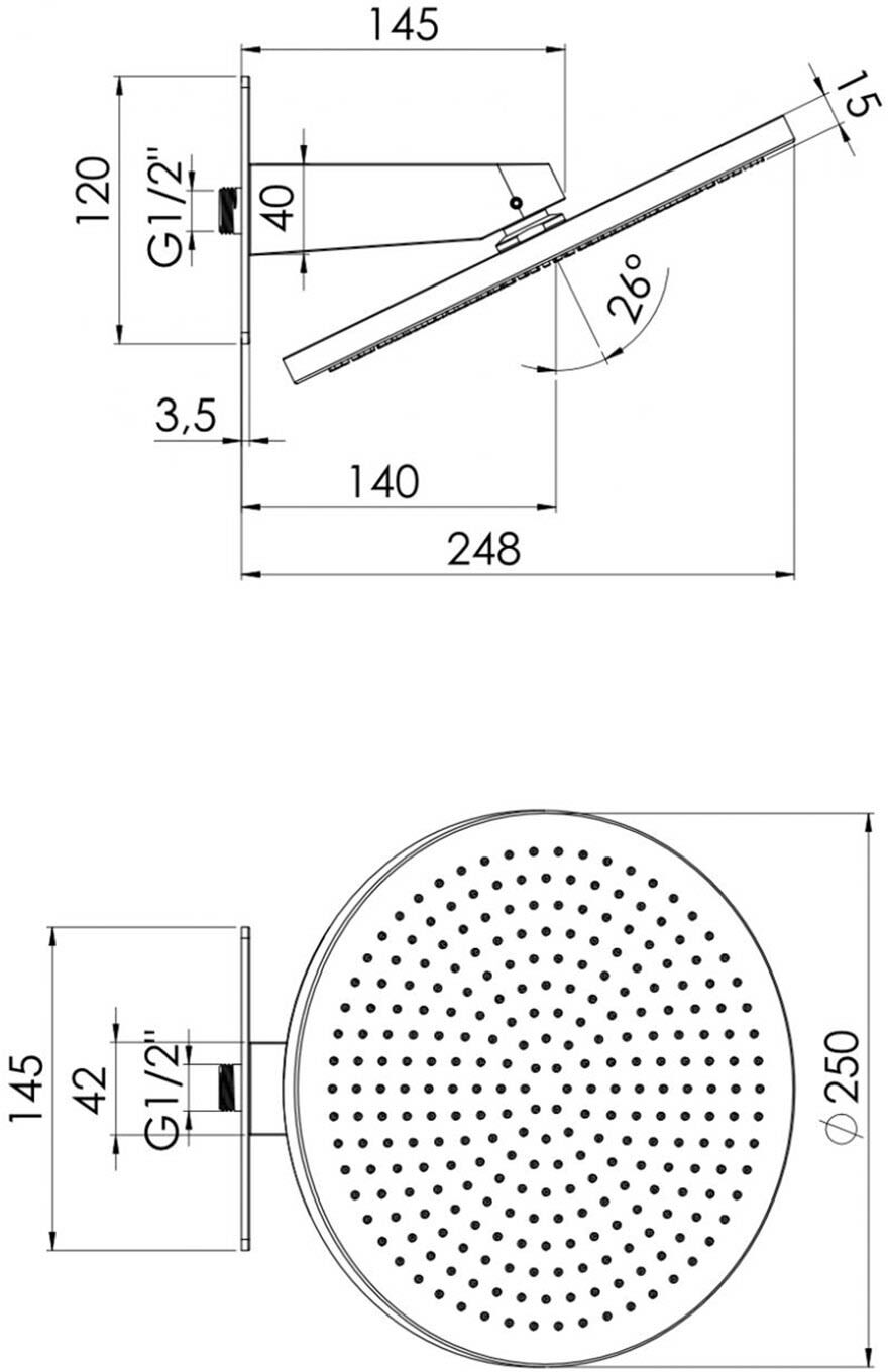 Steinberg Serie 390 Wall rain Regenpaneel, Badarmaturen, 390 5650, chrom