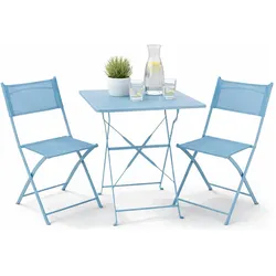 Mojawo, Gartentisch + Balkontisch, 3tlg Bistroset Gartenmöbelset Outdoormöbel Balkon Türkis klappbar (60 x 60 x 71 cm)