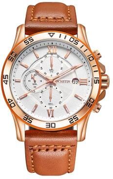 Everyday Crate OCHSTIN 6068A Mens Quartz Watch Waterproof Luminous Business Timepiece With Leather Strap rose Gold+brown