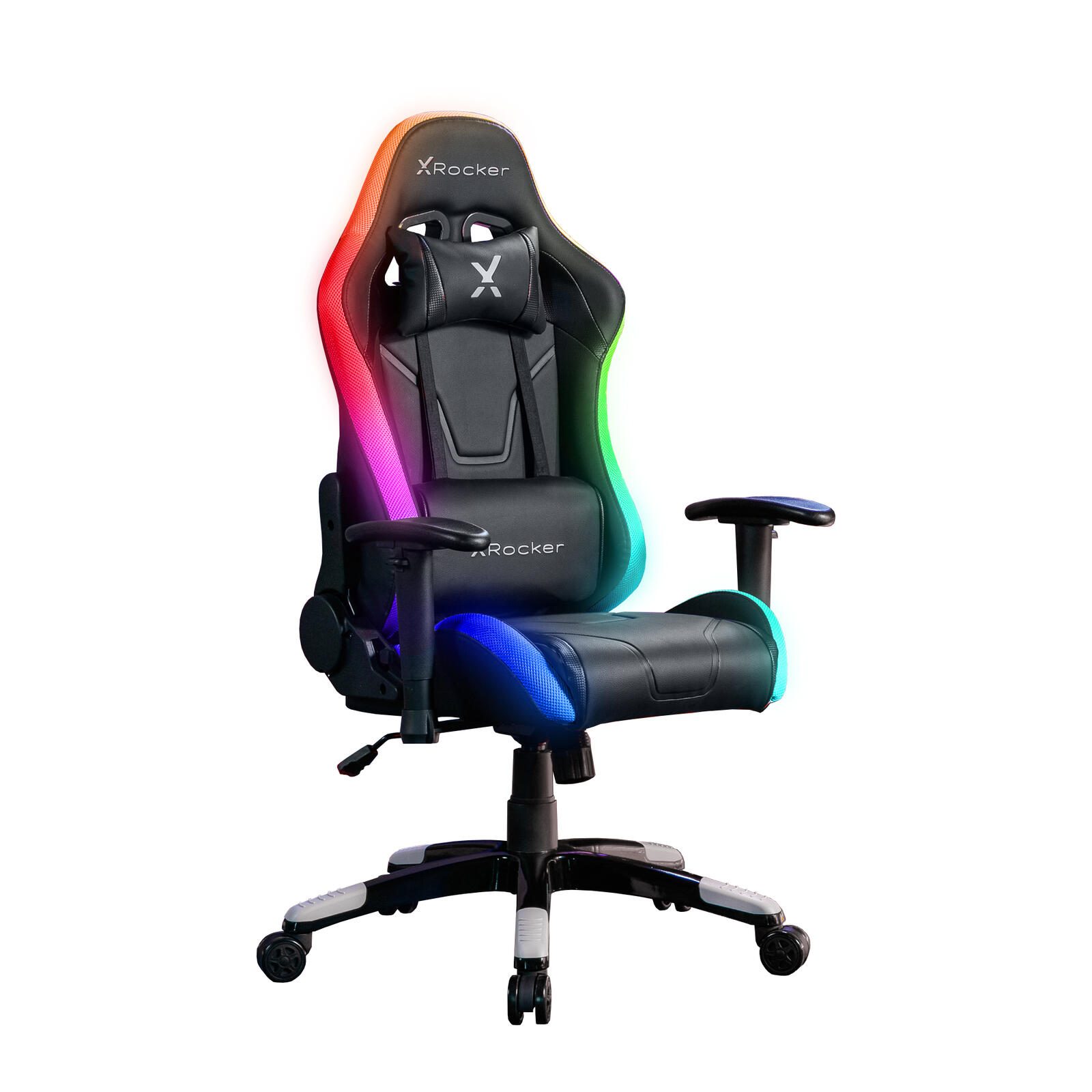X Rocker Agility Compact eSports - Gaming-Bürodrehstuhl für Kinder & Teenager mit LED-Beleuchtung & App-Steuerung - schwarz 2023028