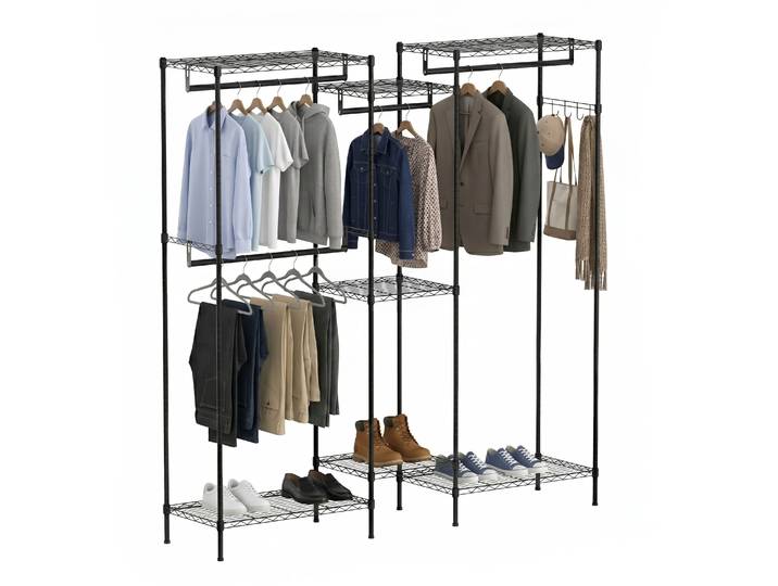 Garderobe Kleiderständer 189 x 195 cm schwarz