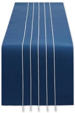 DII Gray and White Stripe Tassel Table Runner 14x72