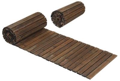 Costway Set of 2 12 FT Wooden Garden Pathway Roll Out Decorative Cedar Straight Outdoor Walkway-Brown