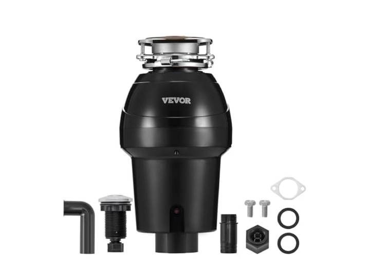 VEVOR Broyeur à Déchets d'Évier Cuisine\, 1\,25 CV\, Système Broyage Déchets Alimentaires\, Montage EZ\, 4060 tr/min\, Réduction du Bruit\, Cordon d'Alimentation\, Protection contre Éclaboussures pour Maison