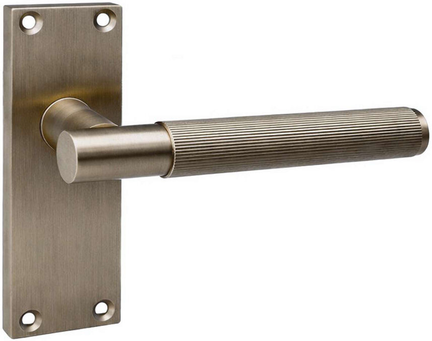 Golden Grace 6 Pairs Victorian T-Bar Linear Design Internal Door Handle on Backplate Antique Brass with 2.5" Latch & Hinges - 120mm x 40mm Antique Brass 4cm W