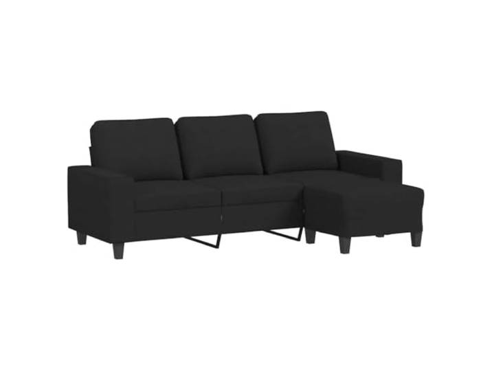 Todiikf 3-Sitzer Sofa mit Hocker Schwarz 214cm Stoff Couch Garnitur Bequemes Polstermöbel Set mit Hocker für Wohnzimmer und Gästezimmer, strapazierfähiger Stoff und stabiles Metallgestell.