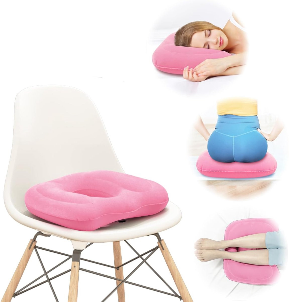 Ergonomisch Orthopedisch Stuitkussen - Opblaasbaar Donut Kussen voor Houdingscorrectie - Roze