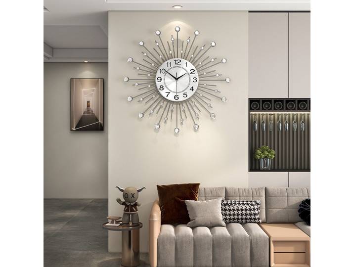 Horloge murale ronde créative haut de gamme pour salon, accessoires d'intérieur pour la maison, décorations pour la maison Klok Muur Woonkamer