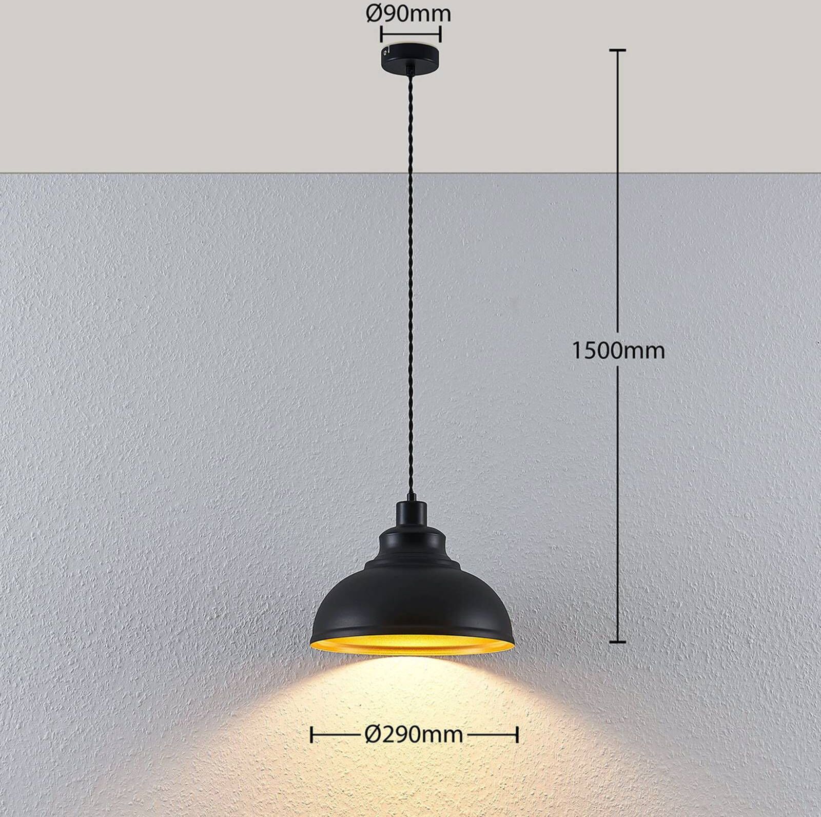Pendant Light Albertine Lindby, dimmable, Black, Living / Dining Room, metal, Vintage, Ceiling Light