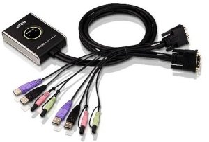 Aten 2-Port USB 4K HDMI Kabel KVM Switch mit Audio und Remote CS682