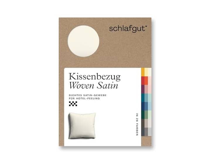 schlafgut Woven Satin Kissenbezug 40x40cm Yellow Light, Hotelqualität seidig