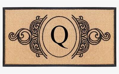 A1 Home Collections Natural Coir & Rubber Hand Flocked Large Monogrammed Doormat 30X60 Inch