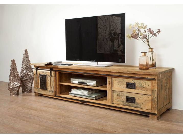 TV-Board Mango 200x55x50 natur lackiert RAILWAY #136