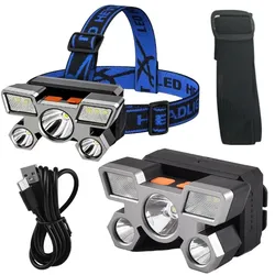 LED-Stirnlampe, vier Beleuchtungsmodi, verstellbares, wasserdichtes Kopfband