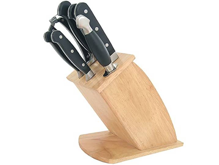 Maestro MR-1423 Professionelle Küchenmesser, 8 Stück, Holzqueue, modernes Design, 5 Messer aus Edelstahl, ergonomische Griffe, Chaira, Schere