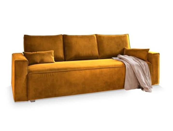 Masseno Sofa ALATRI mit Schlaffunktion, Sofa mit Bettkasten, Wohnzimmersofa, Couch, Soffa, Bettsofa, Couchgarnitur- Gelb, Monolith 48