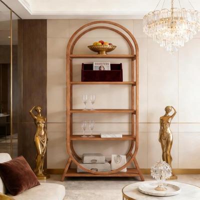 CARMORICO 5-Tier Curved Bookcase, Tall Narrow Bookshelf with Metal Frame