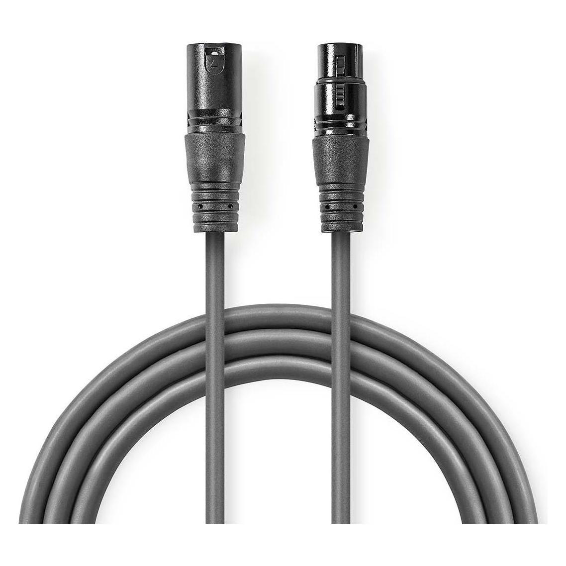 Nedis DMX Adapter Cable XLR 3-Pin Male XLR 3-Pin Female Nickel Plated 10.0 m Round PVC Dark Grey Gif (10 m, XLR Kabel) (COTG15012GY100)