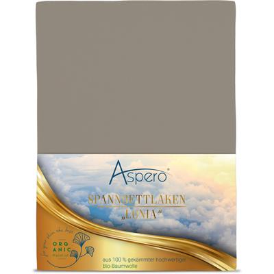 Bettlaken ASPERO "Bio-Baumwoll Spannbettlaken Minas", grau (taupe), B:200cm, Bettlaken, Bettlaken