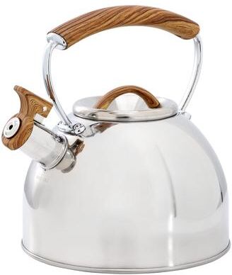Mr. Coffee 2 Quart Mirror Polish Stainless Steel Whistling Tea Kettle w/ Handle