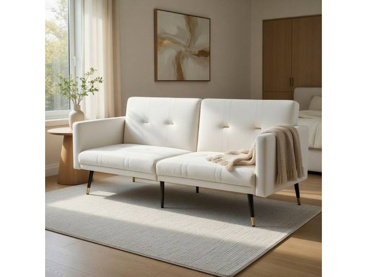 Xylo Canapé lit convertible 2 en 1 dossier réglable multifonction salon chambre beige
