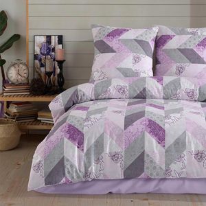 Buymax Bettwäsche Eldora, lila-grau, Renforcé, Kissenbezug 80x80 cm und ein Bettbezug 135x200 cm