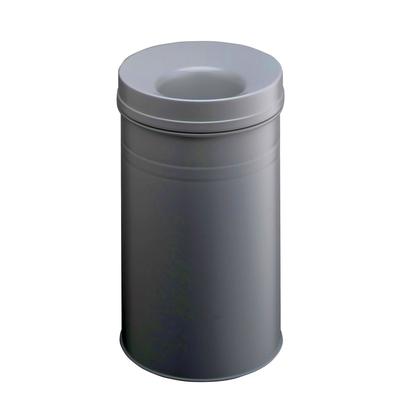 Papierkorb SAFE+ rund 30, Stahl, Flammenlöschkopf aus Alu, 30 l, grau