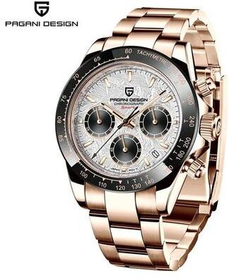 Uplifted Finds Pagani Design 40mm Quartz Watch Stainless Steel Sapphire steel Gold white