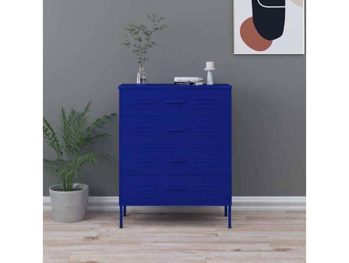 Buffet bas Bleu - Commode RANGEMENT - Bleu marine 80x35x101 5 cm Acier A14539