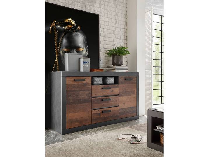 Sideboard 153 x 87 x 43cm Braun/Grau