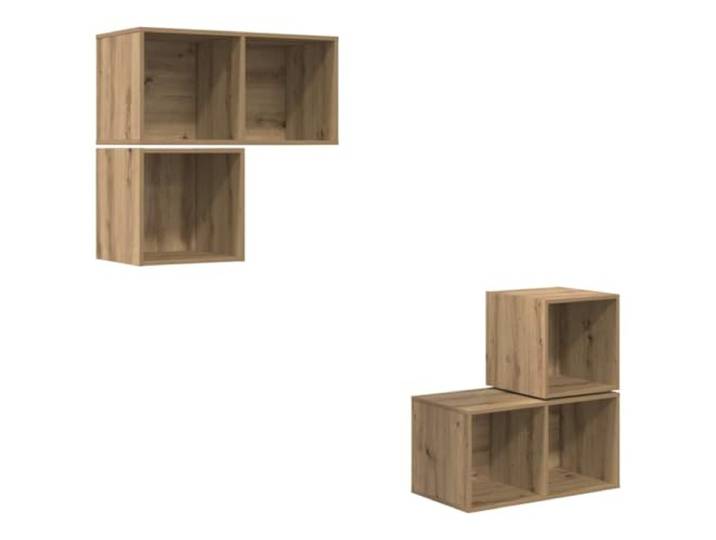 KGFHERENB 4-tlg TV-Schrank Set Wandmontiert Hängend Artisan-Eiche Schwebende Wohnwand im Artisan-Eichen-Look, schafft freie Bodenfläche im Wohnbereich und bietet flexiblen Stauraum.