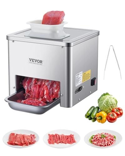 VEVOR Elektrische Vleessnijmachine 550W, Roestvrij Staal, Zilver