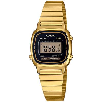 Chronograph CASIO VINTAGE, gold (goldfarben, schwarz), Armbanduhren, Damen, goldfarben, Chronograph, Quarzuhr, Armbanduhr, Damenuhr, Digitaluhr, Datum, Edelstahlarmband
