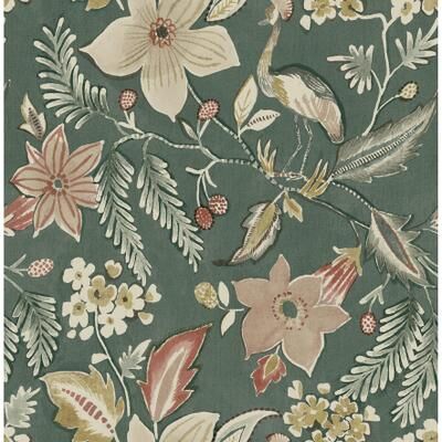 A-Street Prints Crestwood Sea Green Crowned Crane Wallpaper
