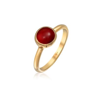 Silberring ELLI PREMIUM "Ring Karneol Edelstein Solitär 925 Silber" Gr. 58, gold, Fingerringe, Damen, 58, Silber 925 (Sterlingsilber), Silberring