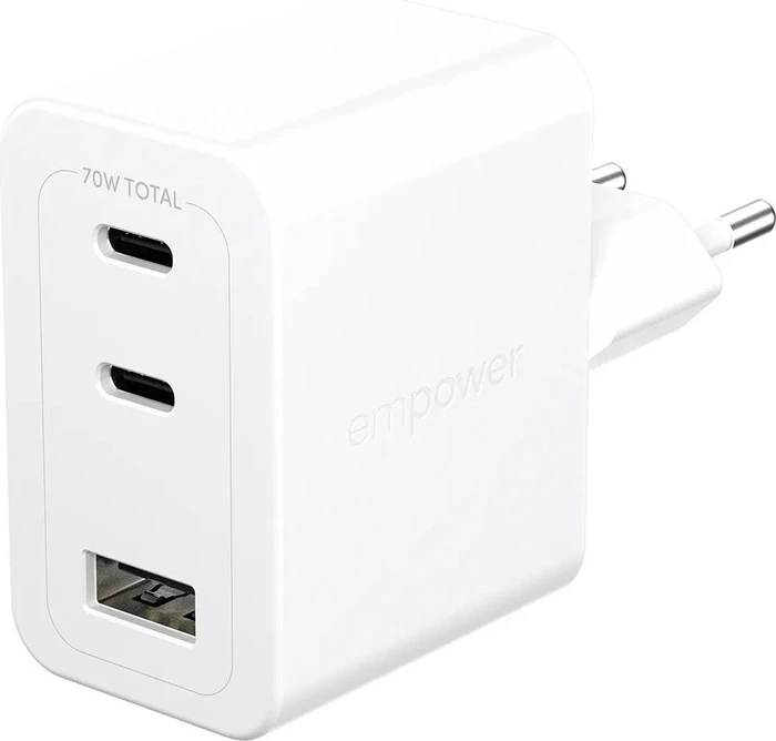 PanzerGlass Empower Turbo GaN 70 W Ladegerät 2x USB-C + 1x USB-A, weiß