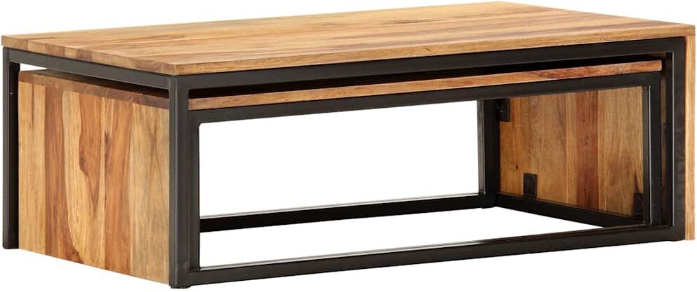 vidaXL Tables gigognes 2 pcs Bois solide