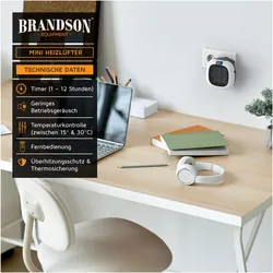 Brandson Steckdosen Mini Heizlüfter, Heizlüfter, Weiss