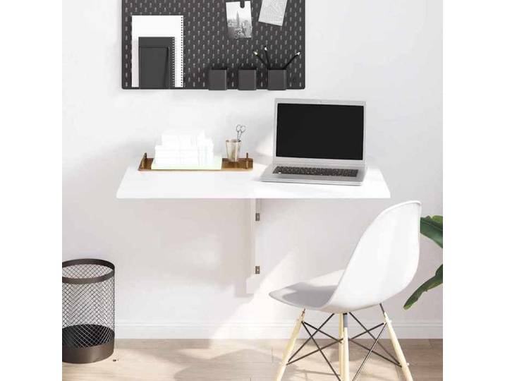 Table Murale Rabattable - - bois d'ingénierie - blanc - 100 x 60 cm@gti13j