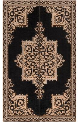 JONATHAN Y Dory Medallion Border Foldable Waterproof Reversible Plastic Straw Outdoor Rug